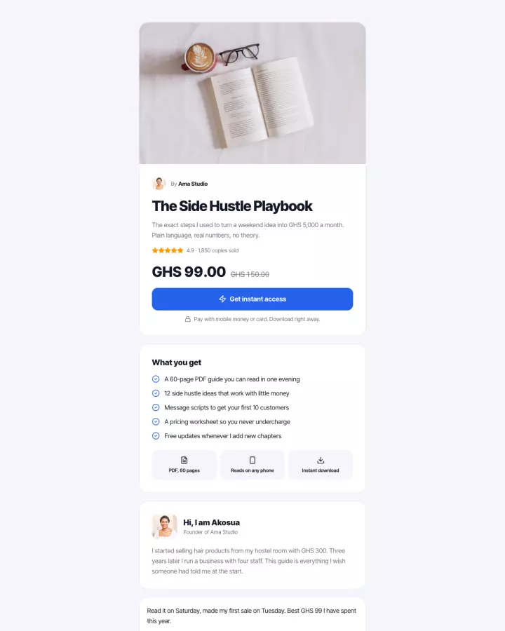 The Instant Access template