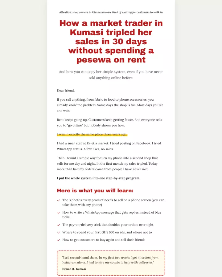 The Sales Letter template